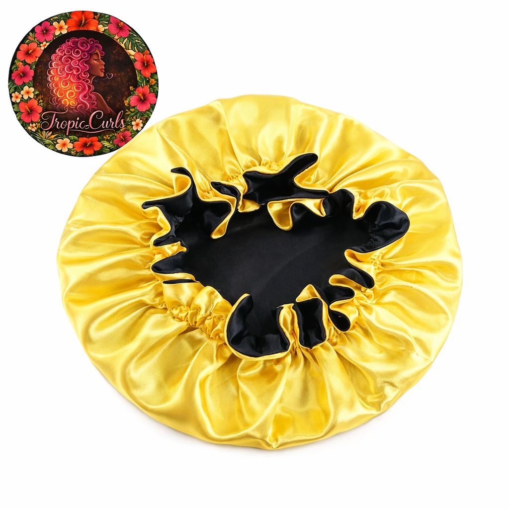 Bonnet Satin Jaune et Noir