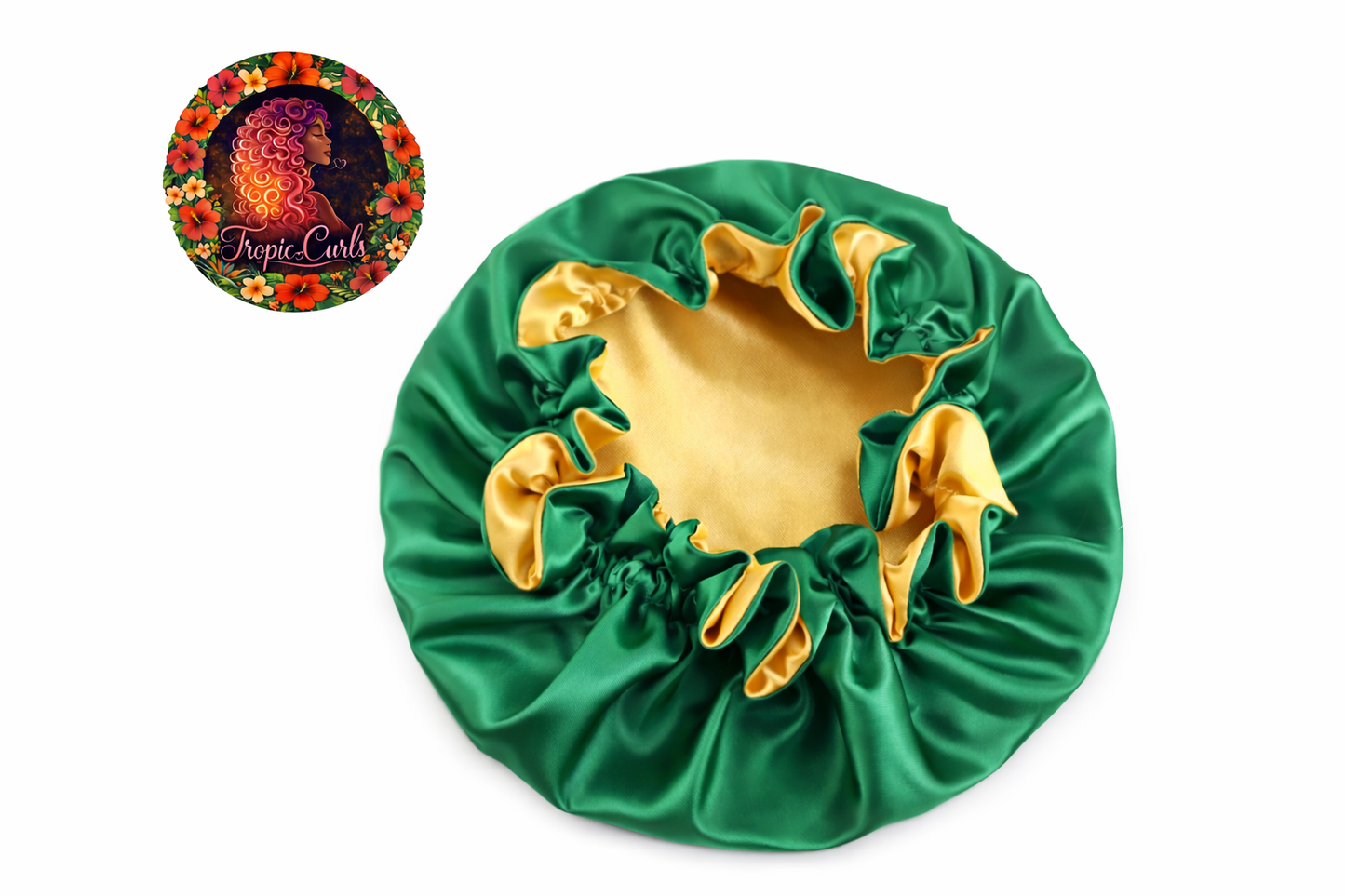 Bonnet Satin Vert et Or