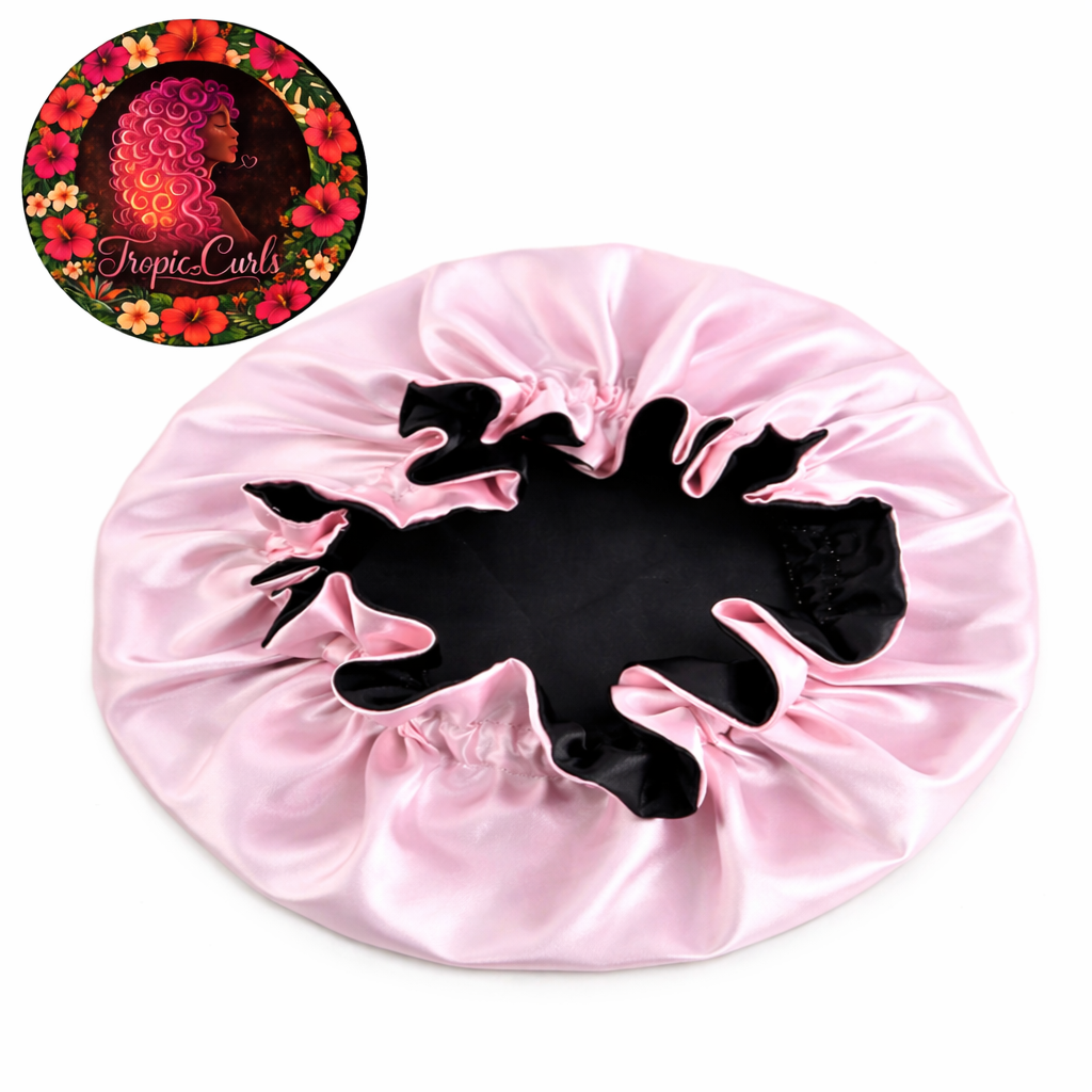 Bonnet satin Rose et Noir