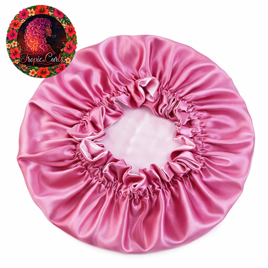Bonnet Satin Rose Foncé et Rose