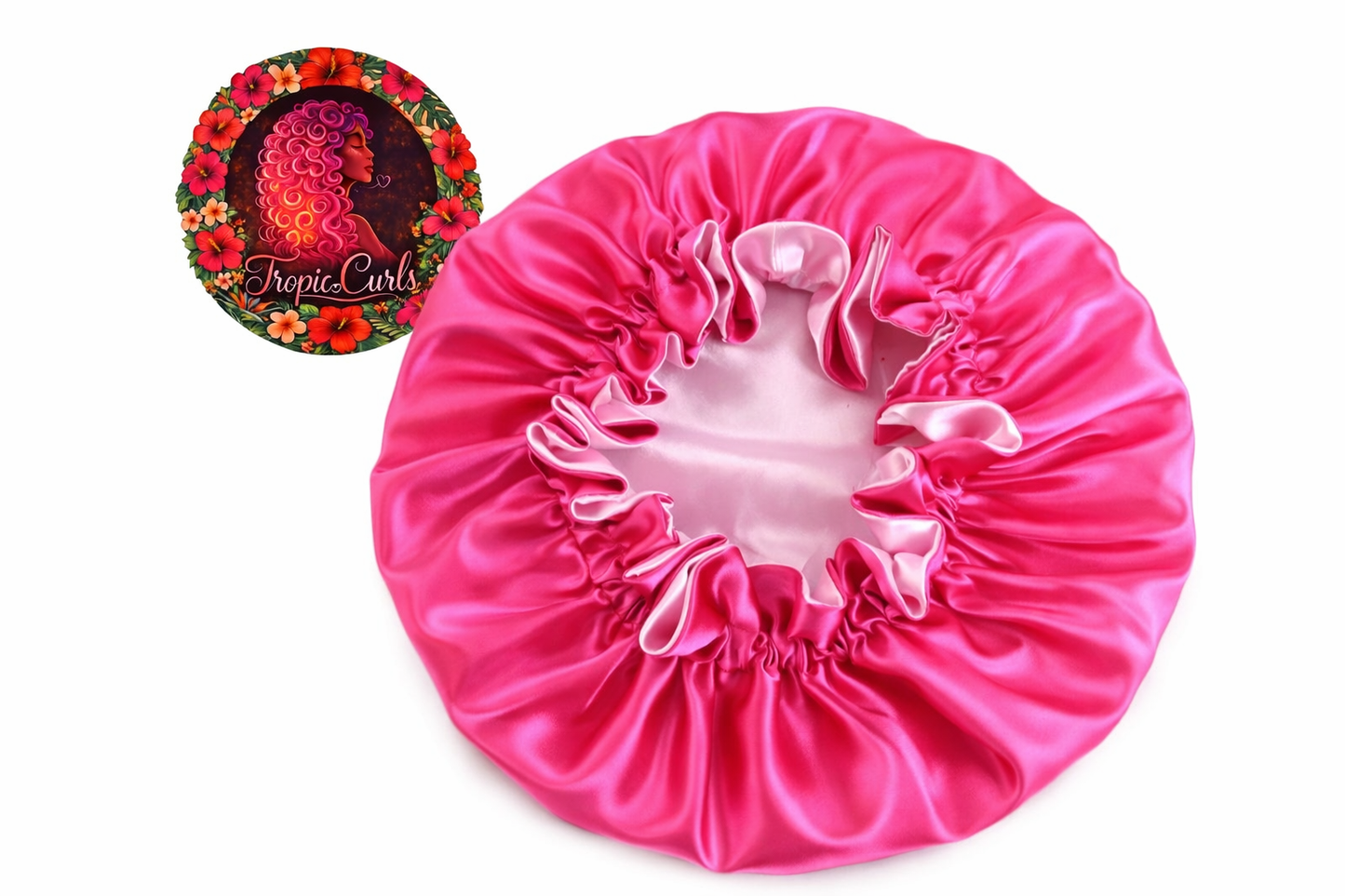 Bonnet Satin Rose Vif et  Rose
