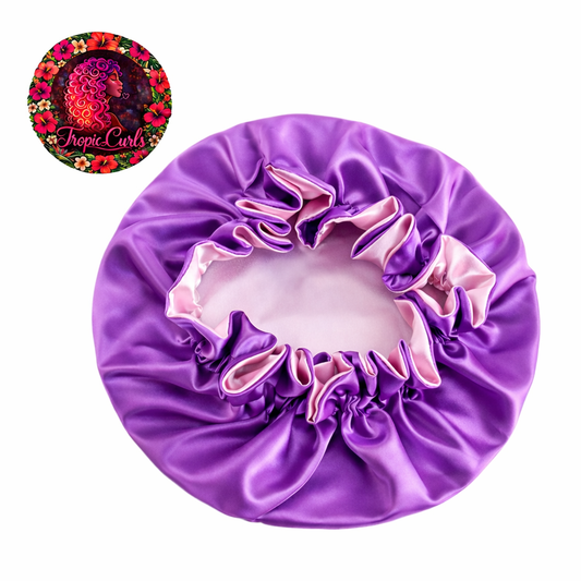 Bonnet Satin Violet Clair et Rose