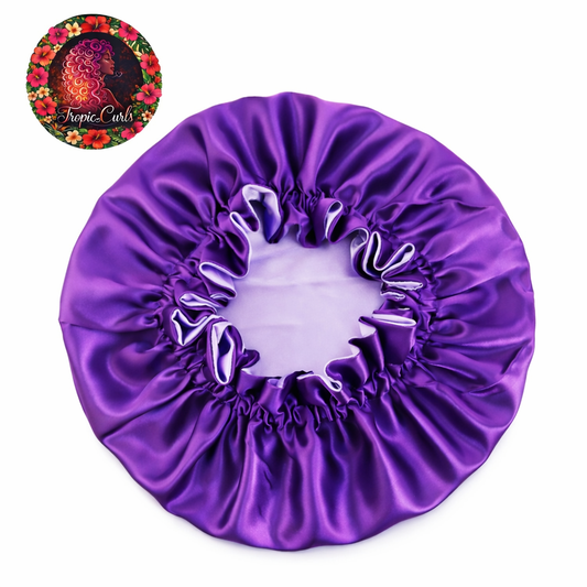 Bonnet Satin Pourpre et Violet Clair