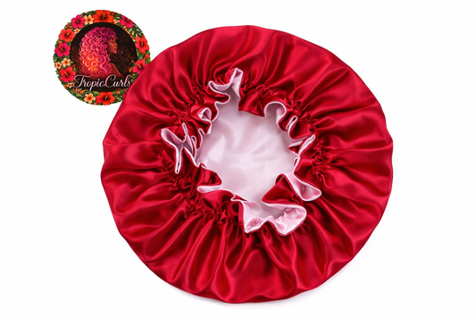 Bonnet Satin Rouge et Rose